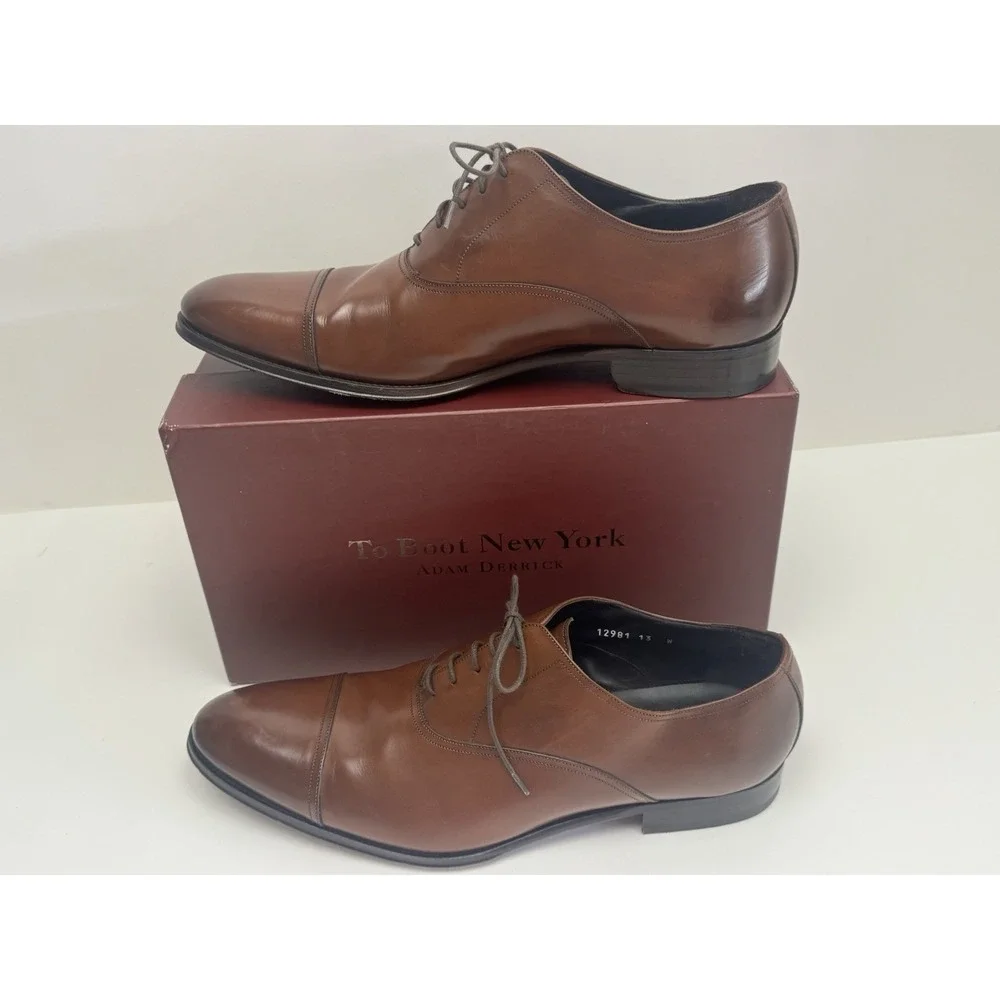 To Boot New York BRANDON Cognac Cap Toe Oxford Lace Up Shoes‎ 13 W Wide W/Box